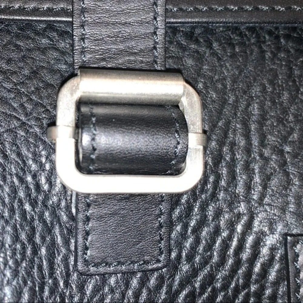 Classic Black Pebbled Leather Farragamo Weekender Duffel Bag - Men